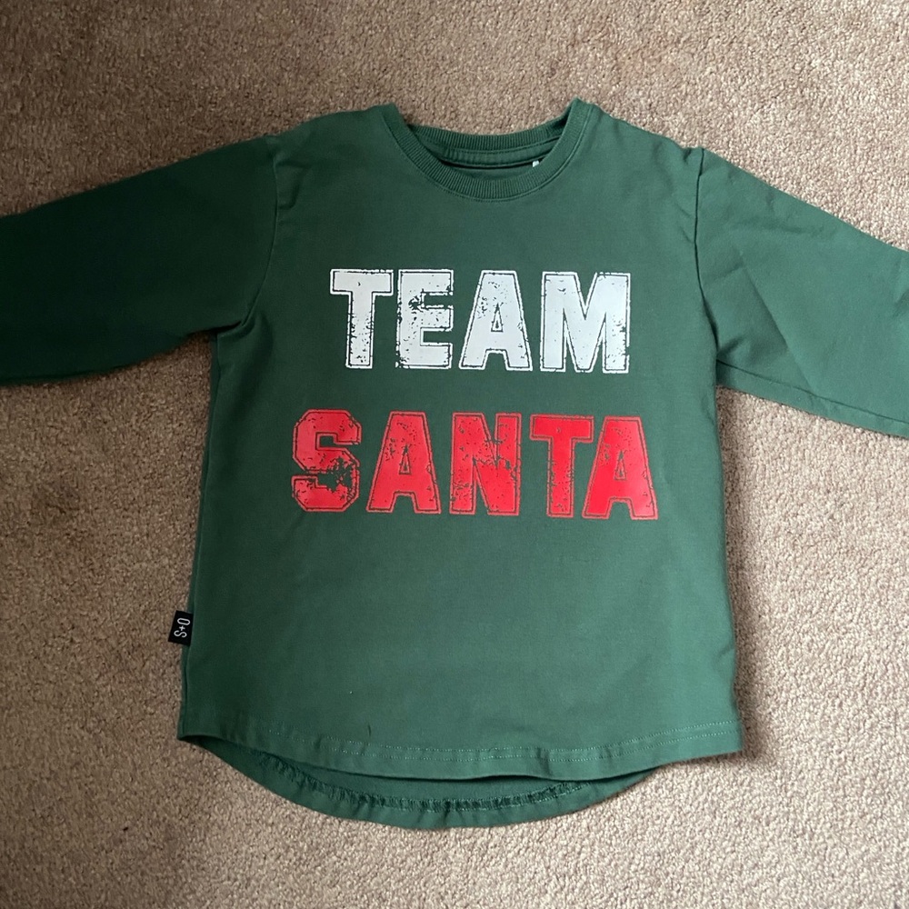 Olive & Scout 4T Toddler Team Santa Long Sleeve Jersey Christmas Shirt